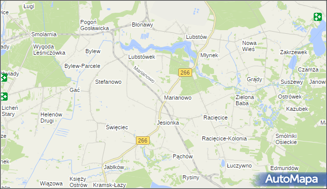 mapa Marianowo gmina Sompolno, Marianowo gmina Sompolno na mapie Targeo