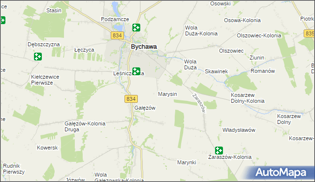 mapa Marysin gmina Bychawa, Marysin gmina Bychawa na mapie Targeo