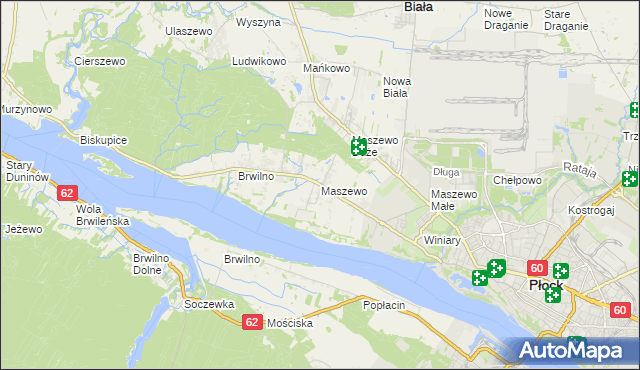 mapa Maszewo gmina Stara Biała, Maszewo gmina Stara Biała na mapie Targeo