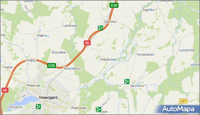 mapa Maszkowo gmina Nowogard, Maszkowo gmina Nowogard na mapie Targeo