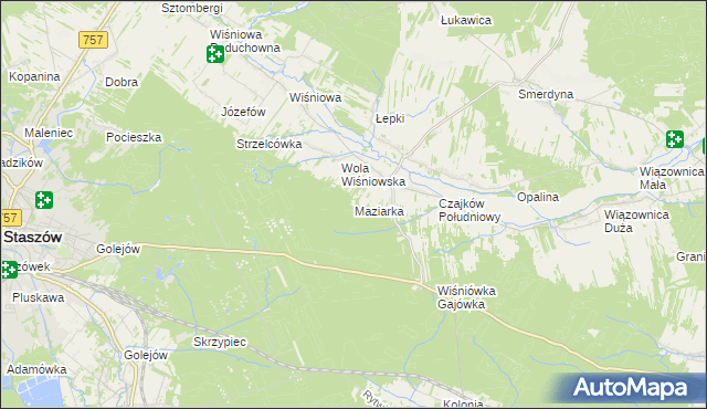 mapa Maziarka gmina Staszów, Maziarka gmina Staszów na mapie Targeo