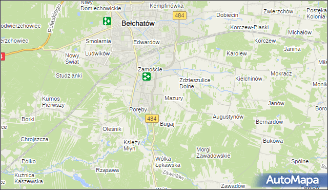 mapa Mazury gmina Bełchatów, Mazury gmina Bełchatów na mapie Targeo