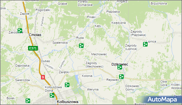mapa Mechowiec, Mechowiec na mapie Targeo