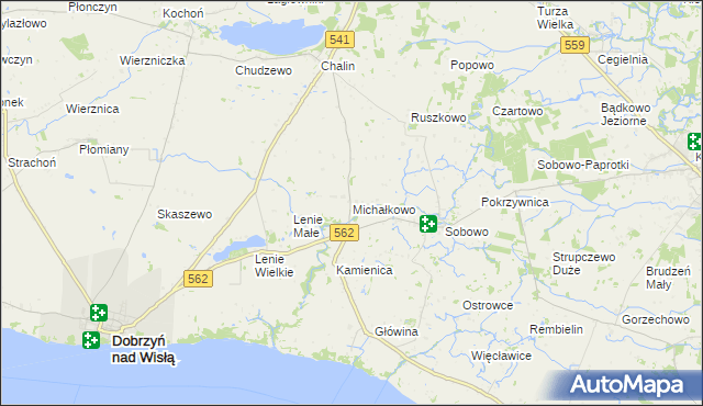 mapa Michałkowo gmina Dobrzyń nad Wisłą, Michałkowo gmina Dobrzyń nad Wisłą na mapie Targeo
