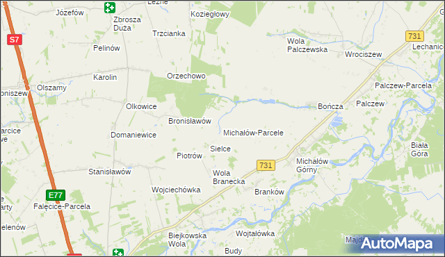 mapa Michałów-Parcele, Michałów-Parcele na mapie Targeo
