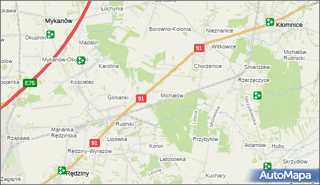 mapa Michałów Rudnicki, Michałów Rudnicki na mapie Targeo