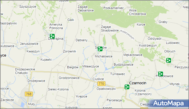 mapa Michałowice gmina Czarnocin, Michałowice gmina Czarnocin na mapie Targeo