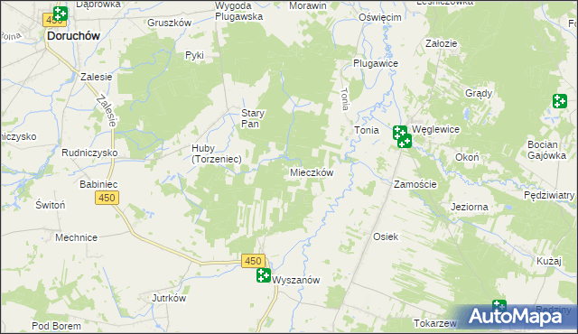 mapa Mieczków gmina Wieruszów, Mieczków gmina Wieruszów na mapie Targeo