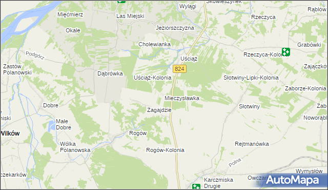 mapa Mieczysławka gmina Karczmiska, Mieczysławka gmina Karczmiska na mapie Targeo