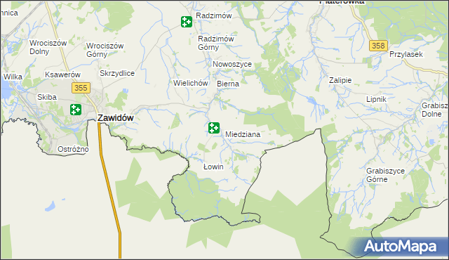 mapa Miedziana gmina Sulików, Miedziana gmina Sulików na mapie Targeo