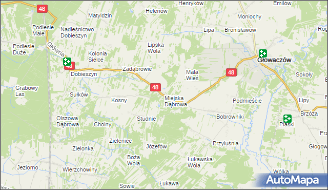 mapa Miejska Dąbrowa, Miejska Dąbrowa na mapie Targeo