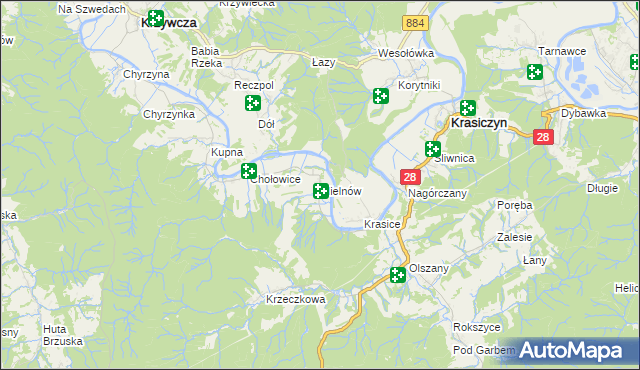 mapa Mielnów, Mielnów na mapie Targeo