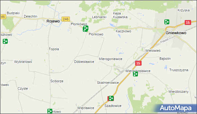 mapa Mierogoniewice, Mierogoniewice na mapie Targeo