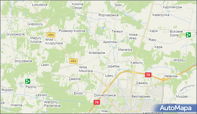 mapa Mikorzyce gmina Bełchatów, Mikorzyce gmina Bełchatów na mapie Targeo