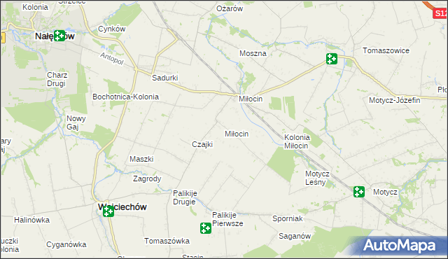 mapa Miłocin gmina Wojciechów, Miłocin gmina Wojciechów na mapie Targeo