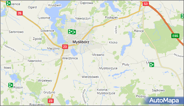 mapa Mirawno, Mirawno na mapie Targeo