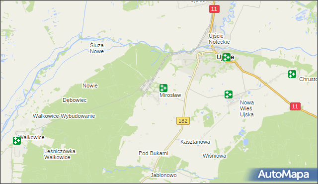mapa Mirosław gmina Ujście, Mirosław gmina Ujście na mapie Targeo