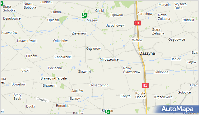 mapa Miroszewice, Miroszewice na mapie Targeo