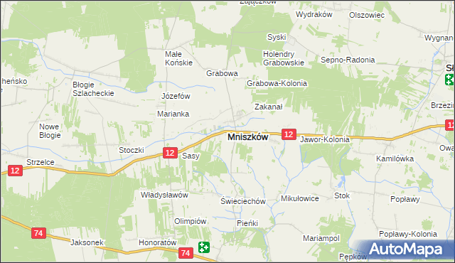 mapa Mniszków powiat opoczyński, Mniszków powiat opoczyński na mapie Targeo