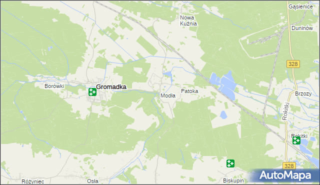 mapa Modła gmina Gromadka, Modła gmina Gromadka na mapie Targeo