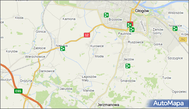 mapa Modła gmina Jerzmanowa, Modła gmina Jerzmanowa na mapie Targeo