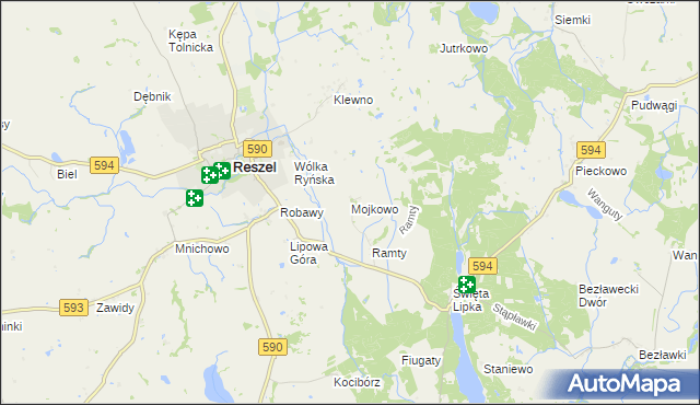 mapa Mojkowo gmina Reszel, Mojkowo gmina Reszel na mapie Targeo