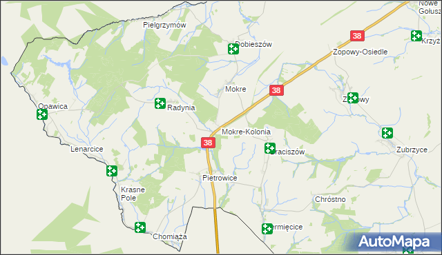 mapa Mokre-Kolonia, Mokre-Kolonia na mapie Targeo