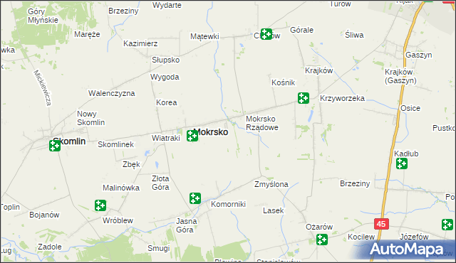 mapa Mokrsko-Osiedle, Mokrsko-Osiedle na mapie Targeo