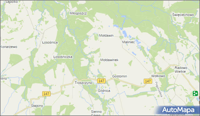 mapa Mołdawinek, Mołdawinek na mapie Targeo