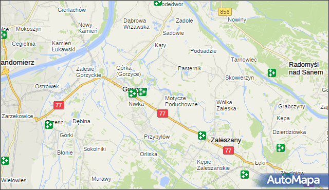 mapa Motycze Poduchowne, Motycze Poduchowne na mapie Targeo