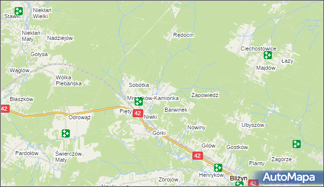 mapa Mroczków-Kapturów, Mroczków-Kapturów na mapie Targeo