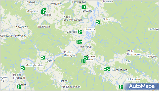 mapa Mrzygłód gmina Sanok, Mrzygłód gmina Sanok na mapie Targeo