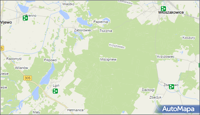 mapa Mścigniew, Mścigniew na mapie Targeo