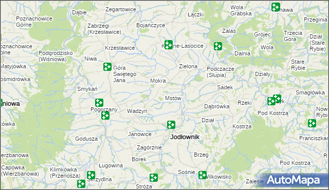 mapa Mstów gmina Jodłownik, Mstów gmina Jodłownik na mapie Targeo