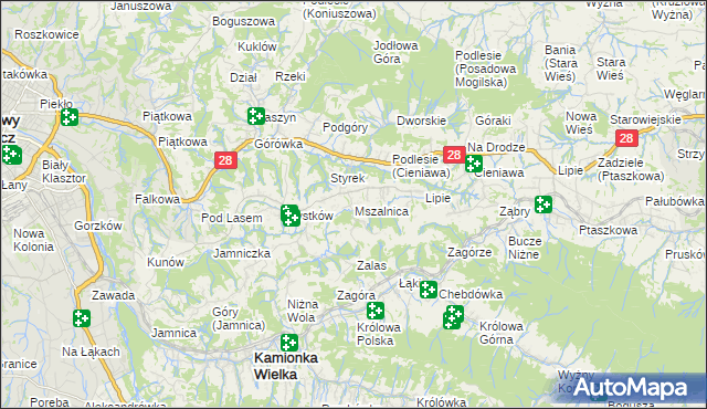 mapa Mszalnica, Mszalnica na mapie Targeo