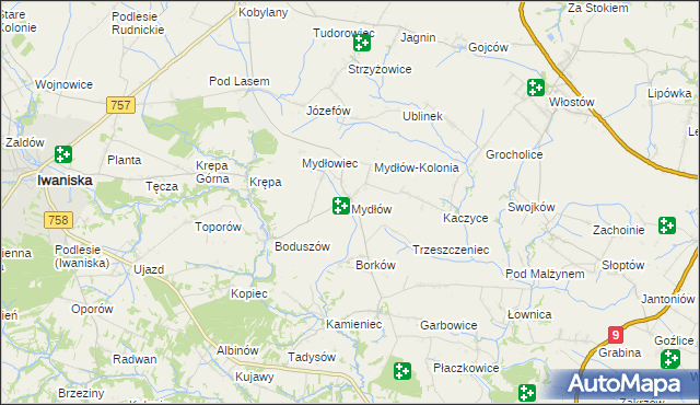 mapa Mydłów, Mydłów na mapie Targeo