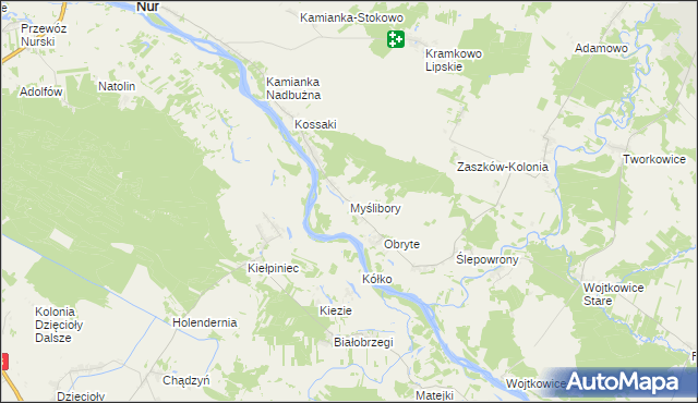 mapa Myślibory, Myślibory na mapie Targeo