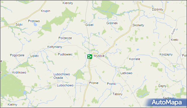 mapa Myślice, Myślice na mapie Targeo