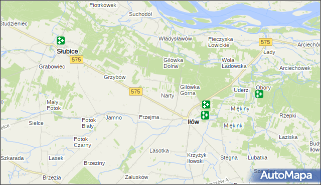 mapa Narty gmina Iłów, Narty gmina Iłów na mapie Targeo