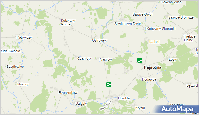 mapa Nasiłów gmina Paprotnia, Nasiłów gmina Paprotnia na mapie Targeo