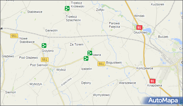 mapa Nawra gmina Chełmża, Nawra gmina Chełmża na mapie Targeo