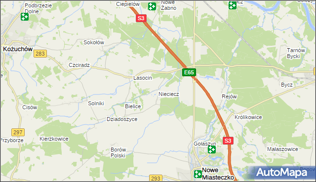 mapa Nieciecz gmina Nowe Miasteczko, Nieciecz gmina Nowe Miasteczko na mapie Targeo