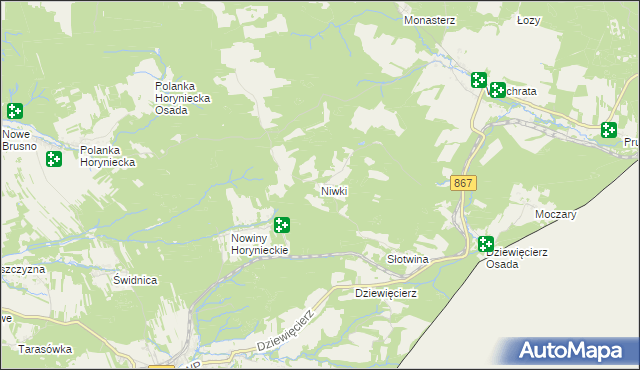 mapa Niwki gmina Horyniec-Zdrój, Niwki gmina Horyniec-Zdrój na mapie Targeo