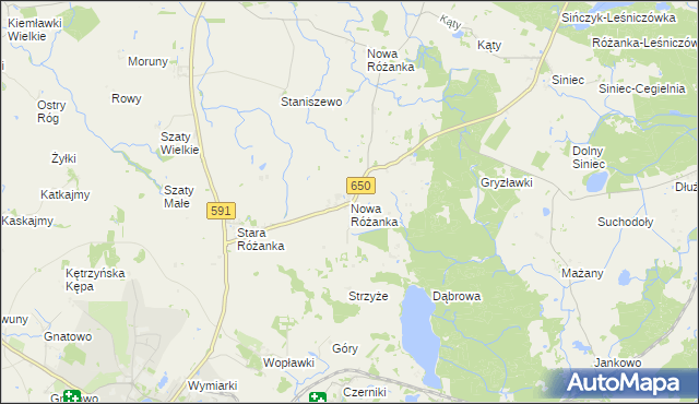 mapa Nowa Różanka gmina Kętrzyn, Nowa Różanka gmina Kętrzyn na mapie Targeo