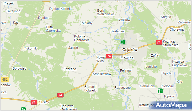 mapa Nowa Wieś gmina Osjaków, Nowa Wieś gmina Osjaków na mapie Targeo