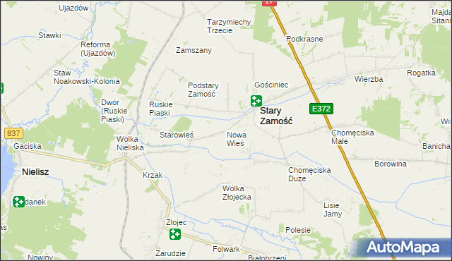 mapa Nowa Wieś gmina Stary Zamość, Nowa Wieś gmina Stary Zamość na mapie Targeo