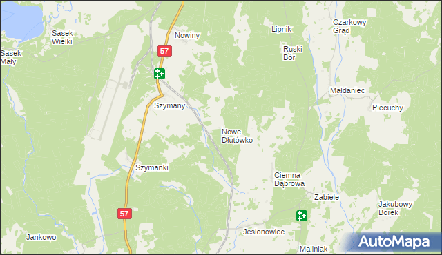 mapa Nowe Dłutówko, Nowe Dłutówko na mapie Targeo