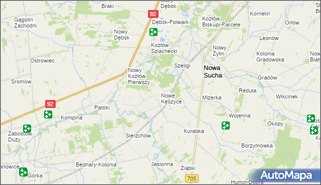 mapa Nowe Kęszyce, Nowe Kęszyce na mapie Targeo