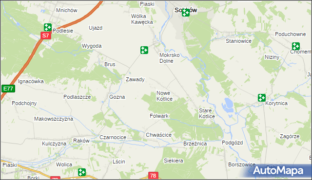 mapa Nowe Kotlice, Nowe Kotlice na mapie Targeo