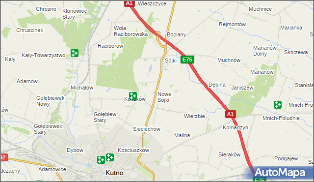 mapa Nowe Sójki, Nowe Sójki na mapie Targeo